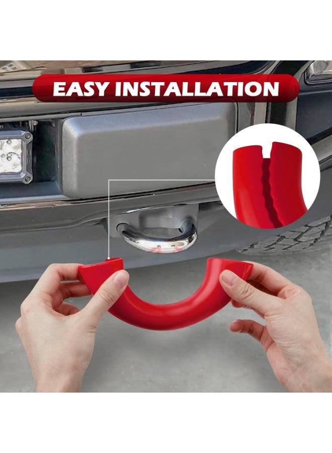 Tow Hooks Covers for Ford F150 2004-2024 Bronco Base/Big Bend/Outer Banks 2021-2024 Compatible with Toyota Tundra Accessories 2017-2021 (Red) - Image 4